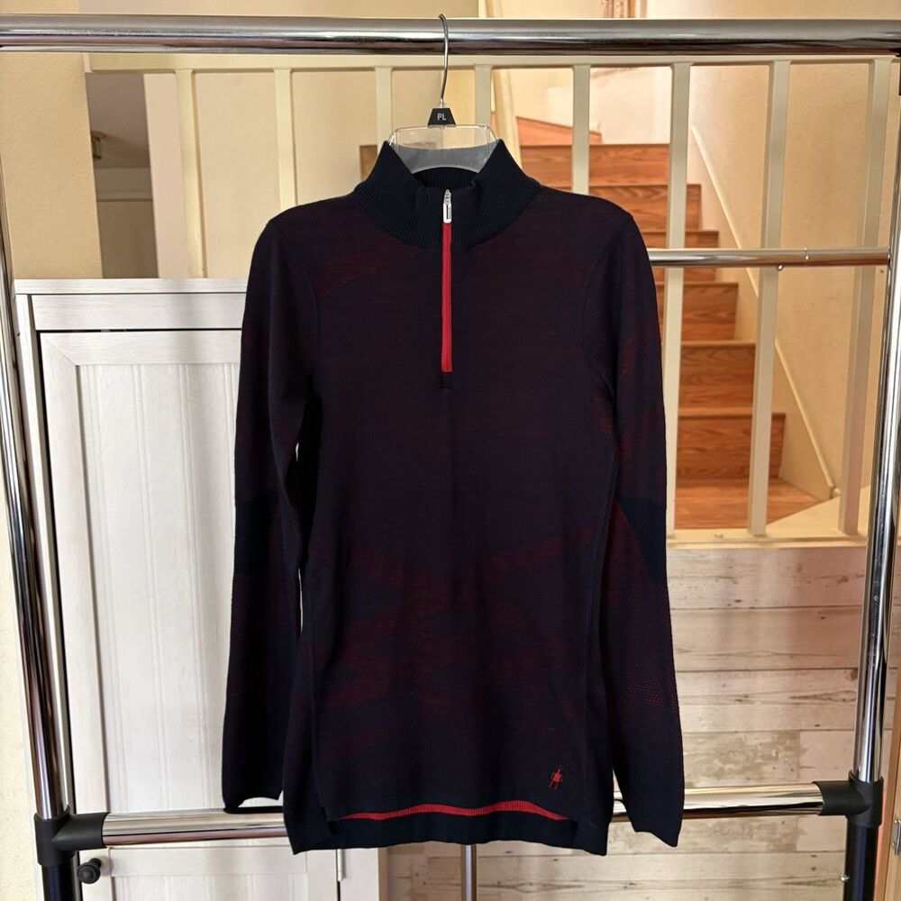SMARTWOOL Women's XS Intraknit Thermal Merino Base Layer 1/4 Zip Sweater Blue